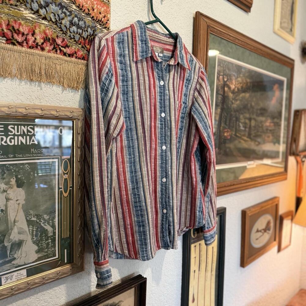 Vintage 00s The Territory Ahead Women's Button Up‎ Striped Shirt Size Small - Picture 2 of 6